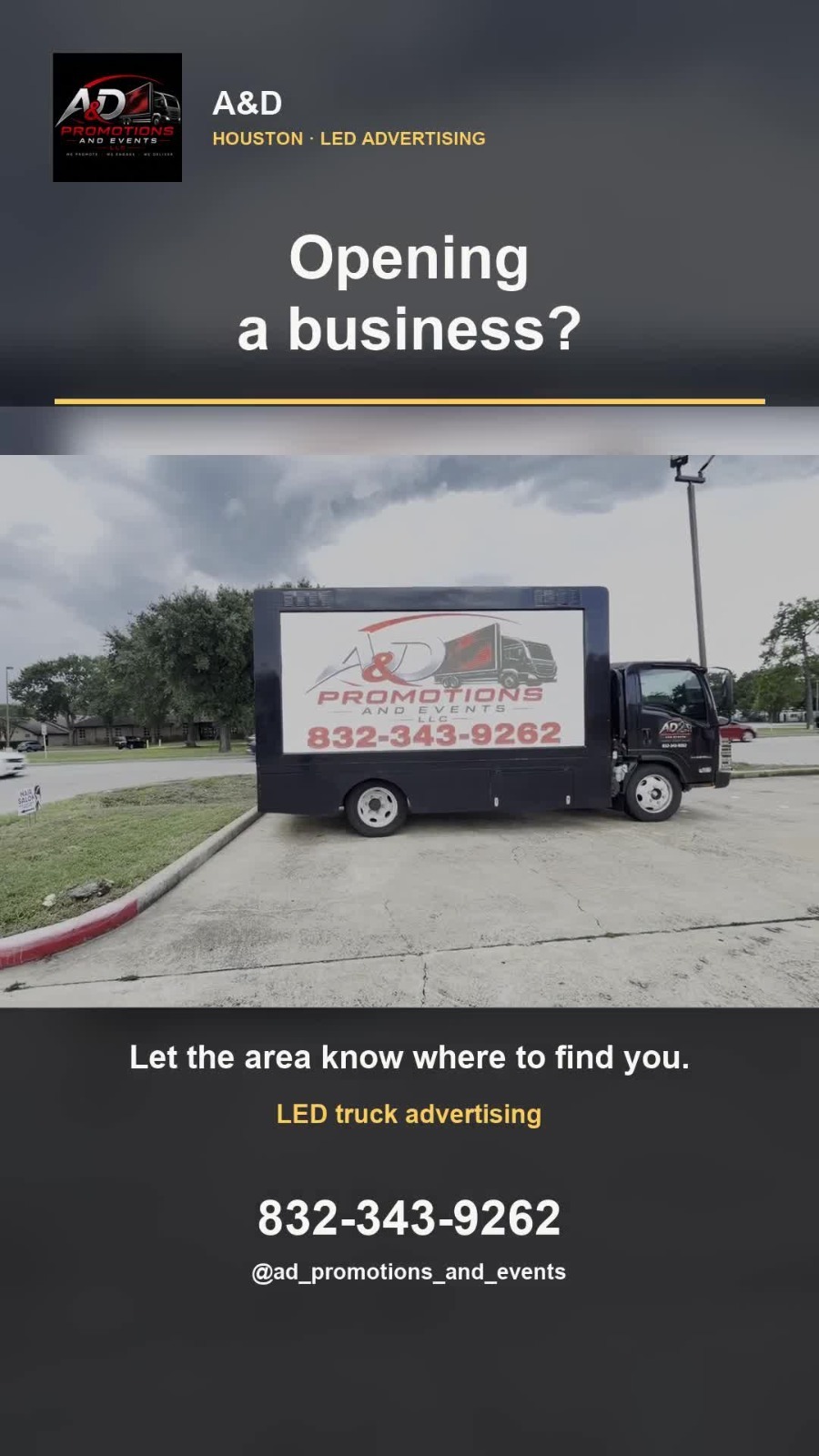 Publicidad para inauguraciones con el camión A&D